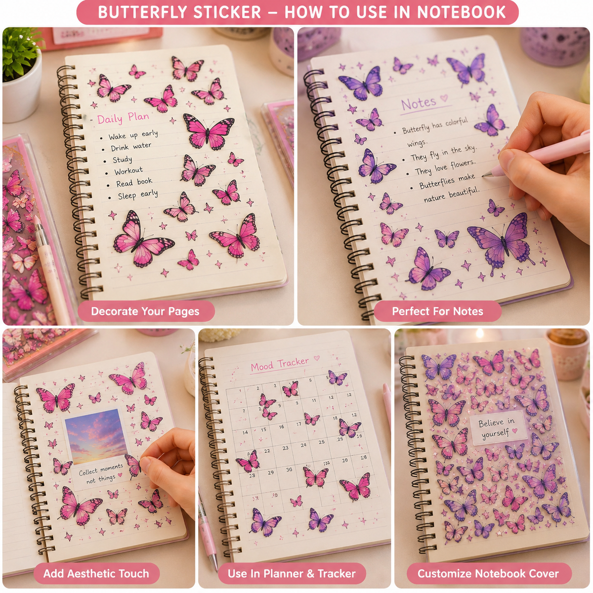 Flutter Bloom Butterfly Sticker Sheet
