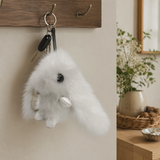 Fluffy Snow Bunny Keychain
