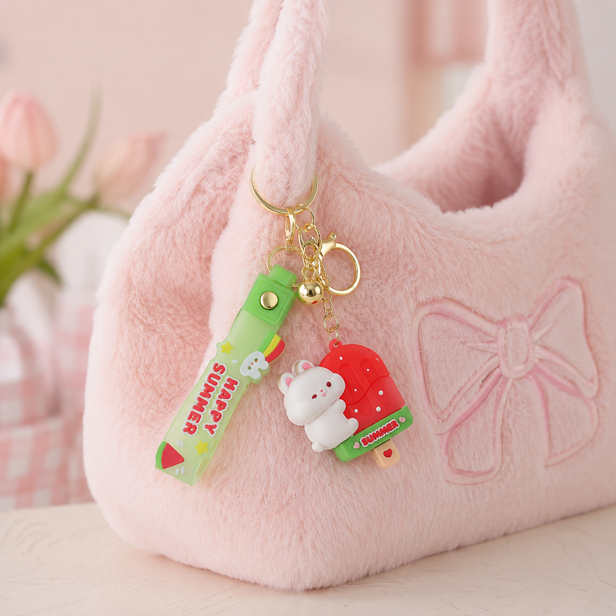 Happy Summer Bunny Keychain