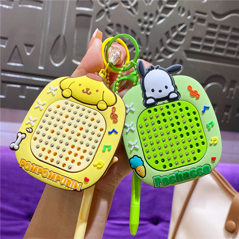 Cute Kawaii Cartoon Mini Magnetic Drawing Board Keychain