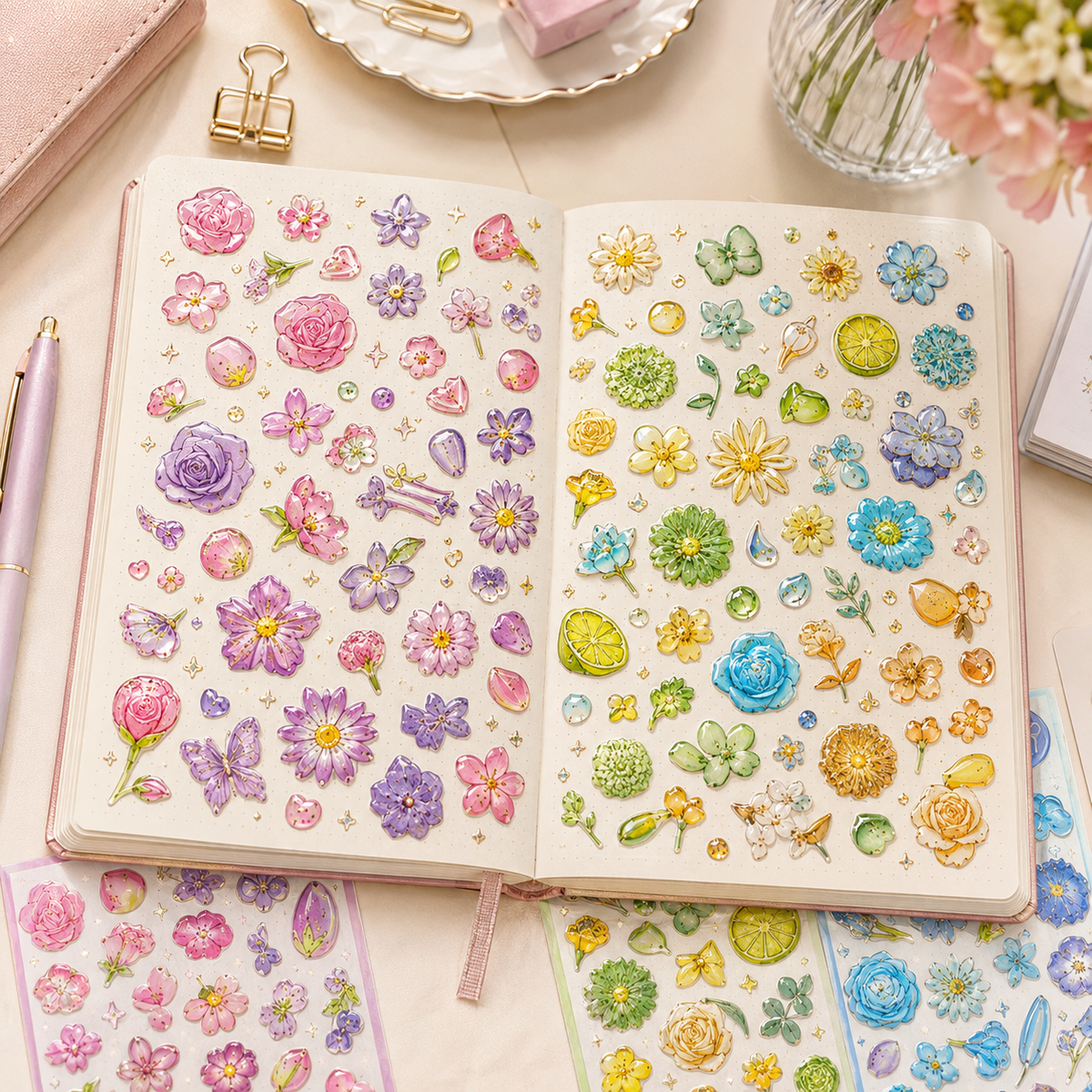Pastel Garden Crystal Sticker Sheet