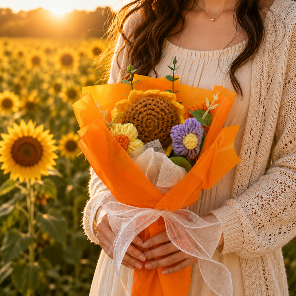 Sun Bloom Crochet Bouquet